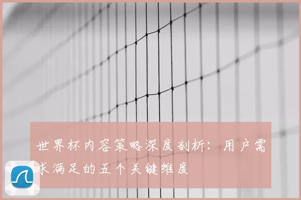 世界杯内容策略深度剖析:用户需求满足的五个关键维度